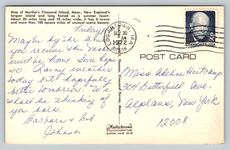1972  Martha's Vineyard  Massachusetts    Postcard
