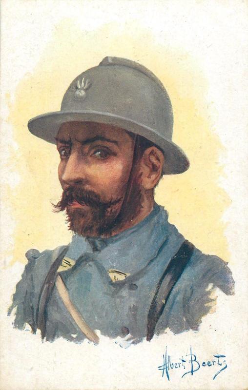 Illustrateur : Albert BEERTS military uniform regimental infantry soldier helmet