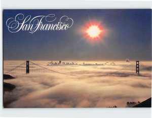 Postcard Morning fog on San Francisco Bay, San Francisco, California