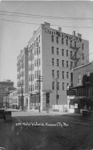 H13/ Kansas City Missouri RPPC Postcard c1910 Hotel Victoria Building