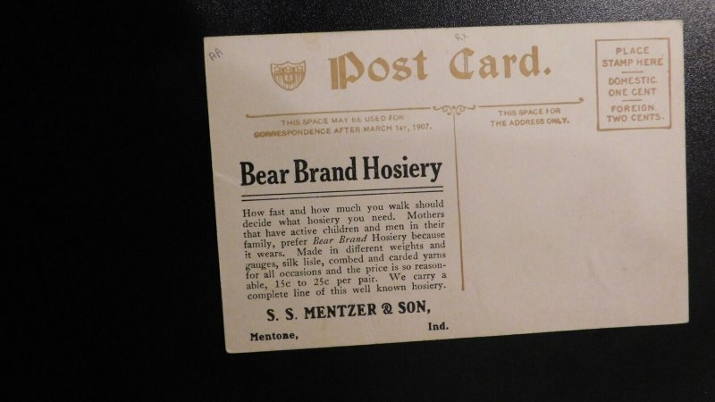 Mint USA Advertising Postcard Bear Brand Hosiery Paramount Knitting Chicago IL