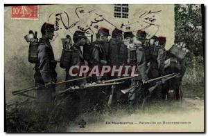 Old Postcard Army Patrol In maneuvers in recognition