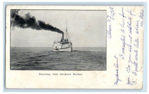 1908 Entering Oak Steamer Ship Orchard Harbor Albion New York NY Posted Postcard 