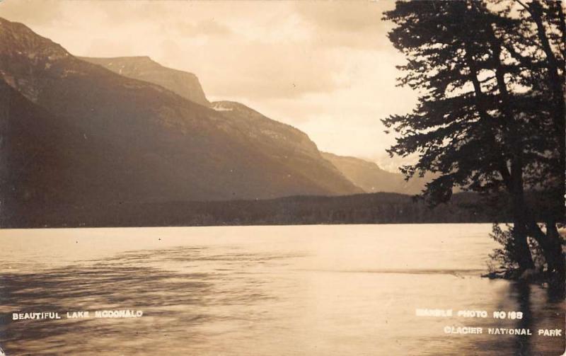 Glacier National Park Montana Lake McDonald Real Photo Antique Postcard K20226