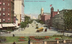 Vintage Postcard 1909 Pennsylvania Ave. Washington D.C. Famous St. Of The World