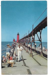 Grand Haven Michigan Fishing on the Pier at Ottawa Beach