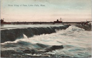 Little Falls MN West Wing of Dam c1915 RPO Postcard F28