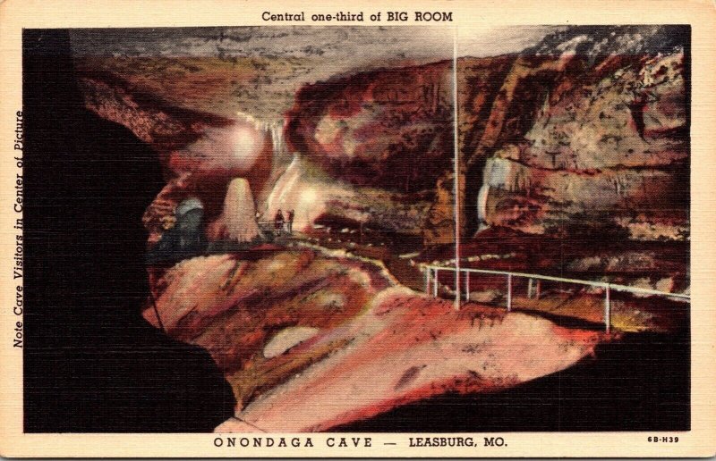 Central Big Room Onondaga Cave Leasburg MO Mississippi Valley Onyx Postcard Vtg 