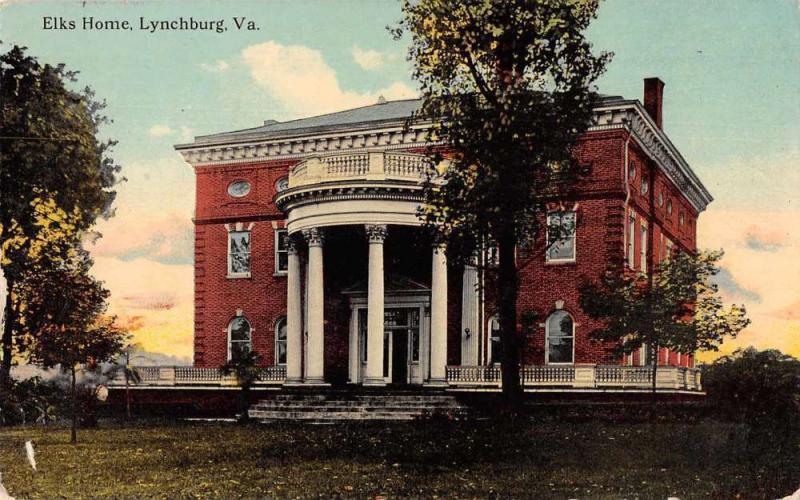 Lynchburg Virginia Elks Home Exterior View Antique Postcard J76316