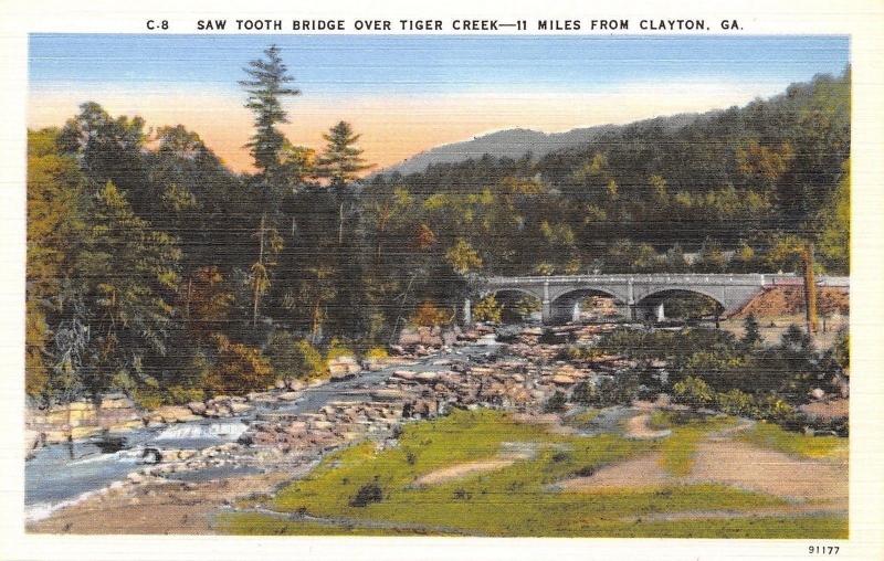 Clayton Georgia~Saw Tooth Creek~Tiger Creek~1940s Postcard 