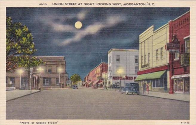 North Carolina Union Street At Night Looking West