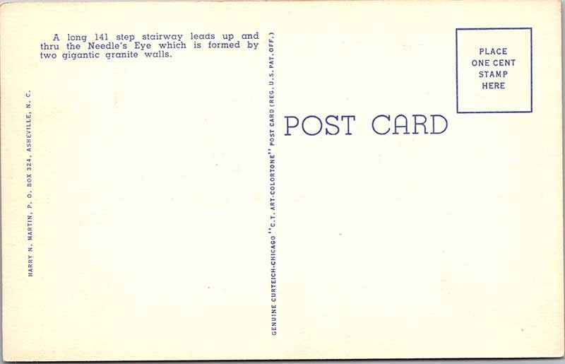 Postcard TOURIST ATTRACTION SCENE Chimney Rock North Carolina NC AL4461