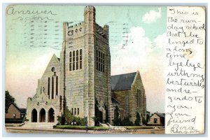 1908 St Mathews Cathedral Building Steps Entrance Tower Dallas Texas TX Postcard