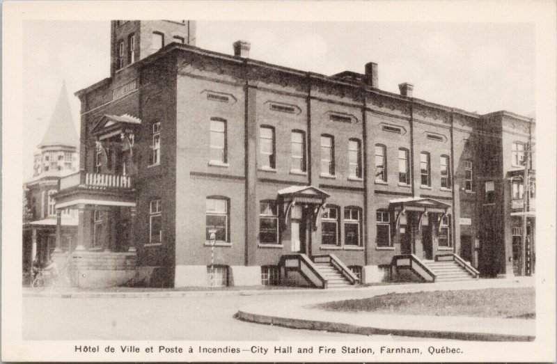 Farnham Quebec QC Hotel de Ville Post Office Fire Station Unused Postcard H27