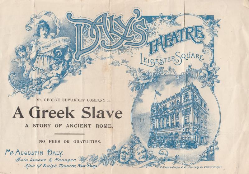 A Greek Slave Marie Tempest Rome Dalys Victorian London Theatre Programme