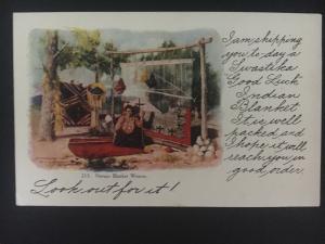 Mint NM USA Picture Postcard Native American Indian Navajo Basket Weaver