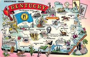 Greetings from KY, USA Map Writing on Back 