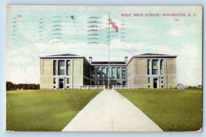 Rochester New York NY Postcard West High School Building Exterior 1909 Antique