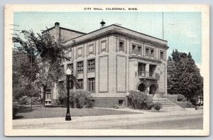 Caledonia Minnesota~City Hall Street View~Streetlamp~Simons Drug Store PM 1942