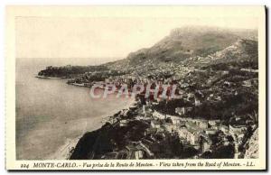 Old Postcard Monaco Monte Carlo Vue Prize of Route Menton