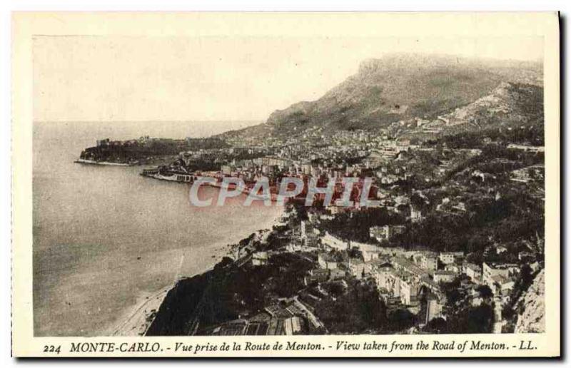 VINTAGE POSTCARD Monaco Monte Carlo Seen from of the Road of