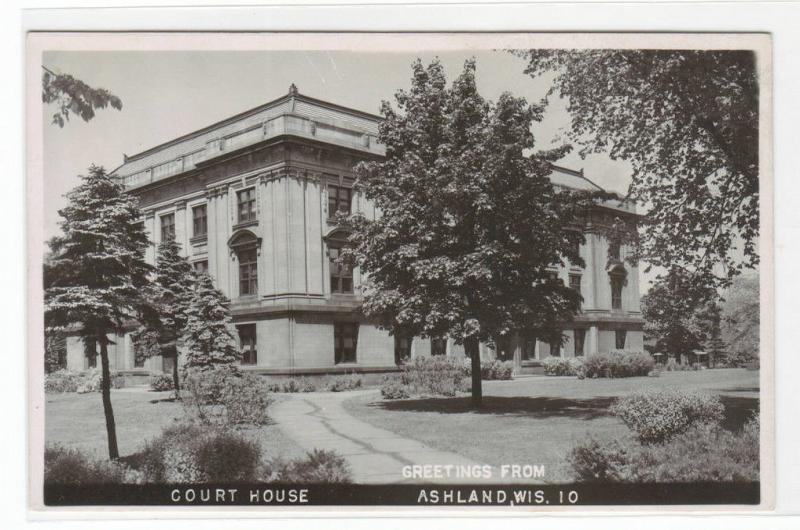 Court House Ashland Wisconsin 1950s RPPC real photo postcard
