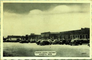 Cronin China Factory Antique Cars Minerva Ohio Postcard Ben Franklin