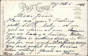 NEW YORK CITY NYC Fire Chief Croker in Old Fire Engine c1910 Postcard