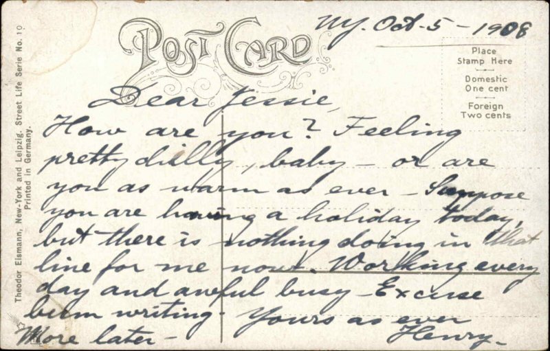 NEW YORK CITY NYC Fire Chief Croker in Old Fire Engine c1910 Postcard