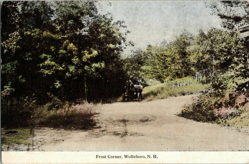 Frost corner Wolfeboro New Hampshire Horse Carriage Antique Postcard Unused UNP 