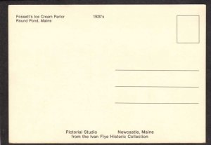 ME Fossett's Ice Cream Store Parlor Round Pond Maine Reproduction Postcard