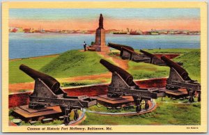 Cannon At Historic Fort McHenry Baltimore Maryland MD Mounument Postcard