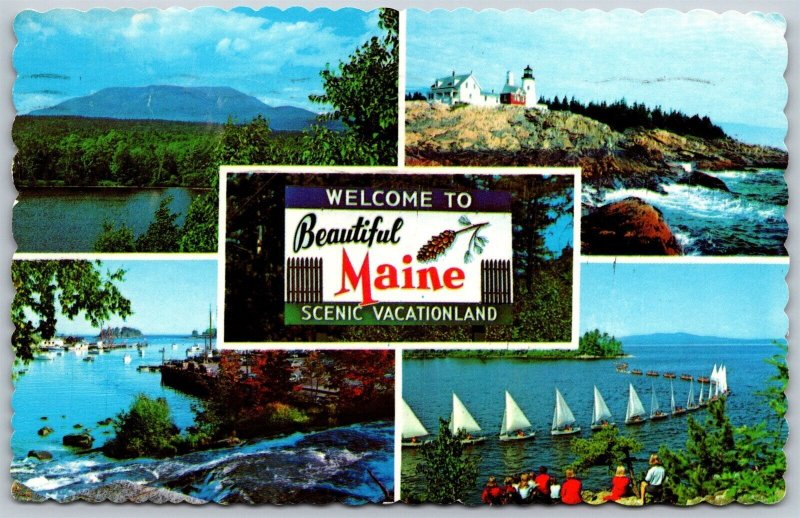 Vtg Welcome to Maine ME Scenic Vacation Land Greetings 1970s View Postcard