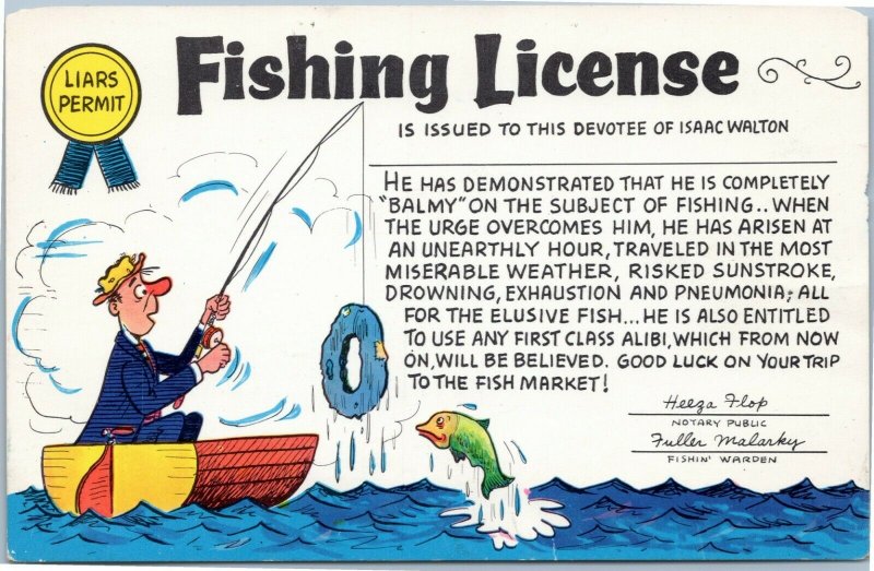 Fishing License Liars Permit Isaac Walton - Greetings from Northern Ontario