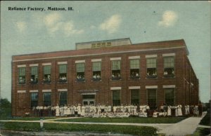 Mattoon IL Reliance Factory & Employees c1910 Postcard