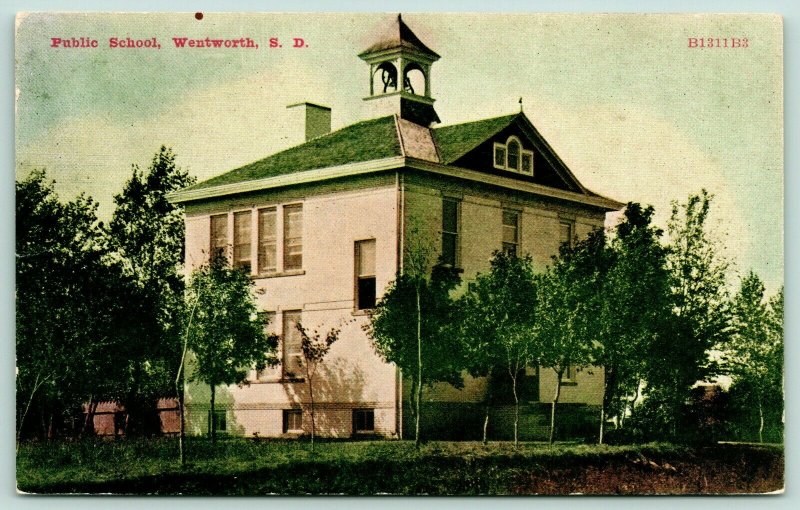 Watertown South Dakota~Public School~Wood Fence~Open Windows~Belfry~1908 ZIM  
