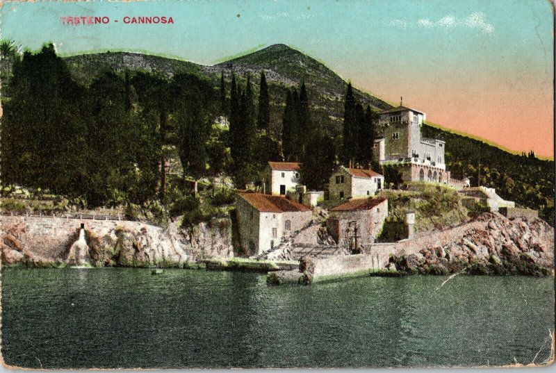 Trsteno Cannosa Antique Postcard Note WOB Cancel Vintage PM View Vintage Napa 25 