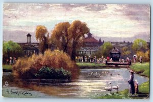 Buxton England Postcard View in the Pavilion Gardens c1910 Oilette Tuck Art
