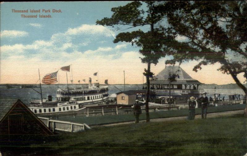 Thousand Island Park NY Dock & Steamers Boats c1910 Postcard