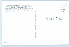 1960 Groton Connecticut Postcard Motor Inn Knott Hotel Hilltop Pool Building
