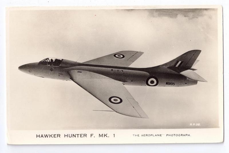 Hawker Hunter F MK 1 Valentines RPPC Fighter Jet Military Aircraft Series