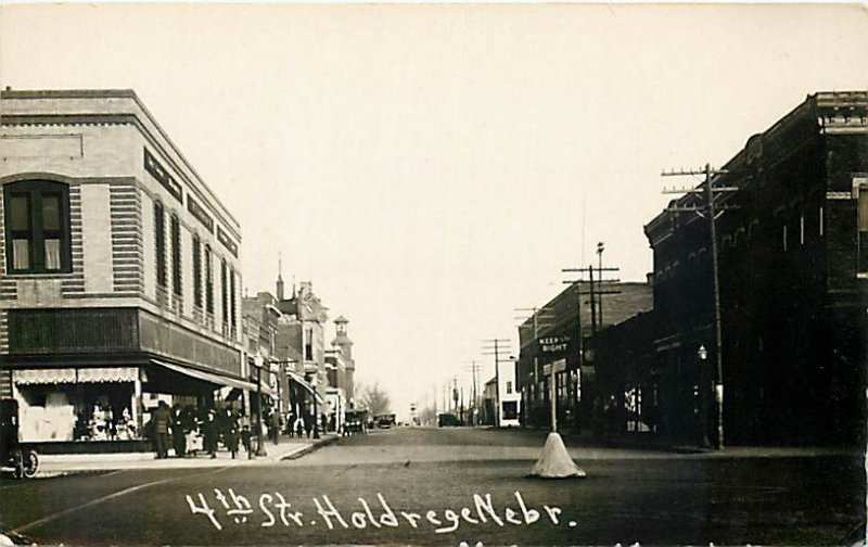 NE, Holdrege, Nebraska, RPPC, Fourth Street, Business Section, Hanna Photo