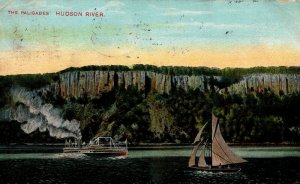 USA New Jersey The Palisades Hudson River Vintage Postcard 08.73