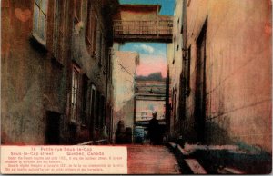 VINTAGE POSTCARD SOUS LE-CAP STREET (FIRST MAIN STREET) QUEBEC CITY CANADA