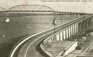 Vintage Postcard 1910's Lincoln Highway Bridge over Mississippi River Clinton IA
