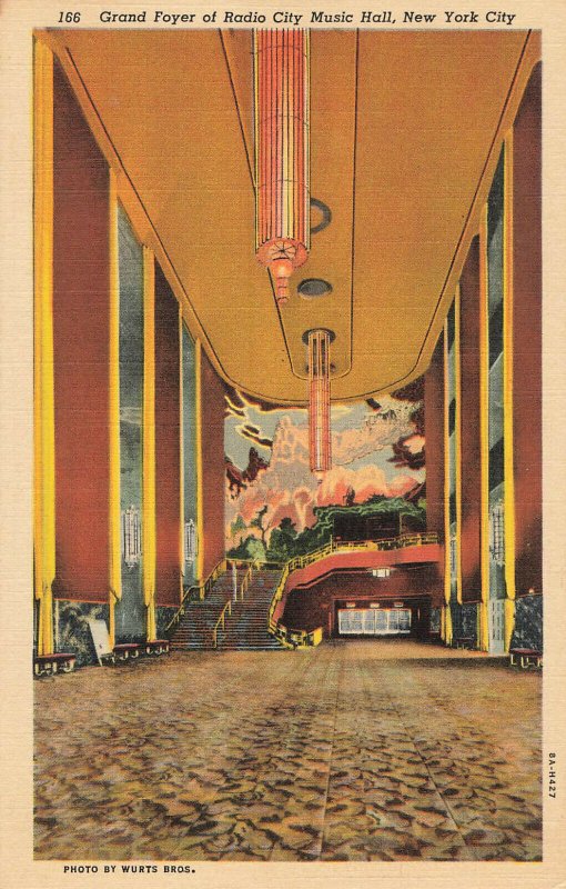 Postcard Grnd Foyer Radio City Music Hall New York City