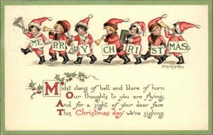 Children w/ Letter Cards Spell oout MERRY CHRISTMAS von Hartmann E Nister PC