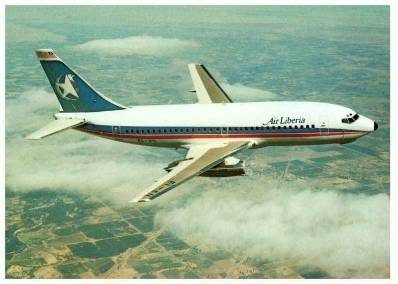 Aerial View Air Liberia Boeing 737 2Q5C Airplane Postcard