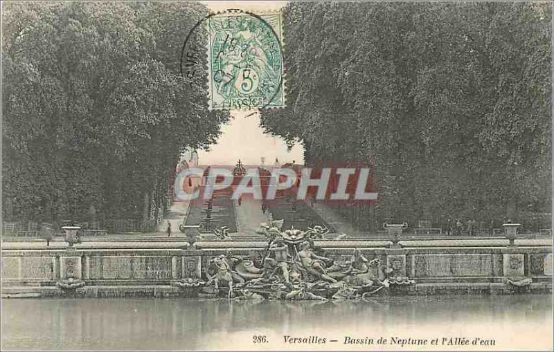 Postcard Old Versailles Bassin de Neptune and Allee d'Eau