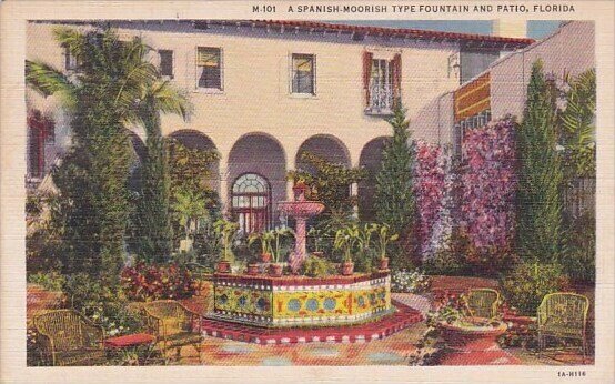 A Spanish Moorish Type Fountain And Patio Florida